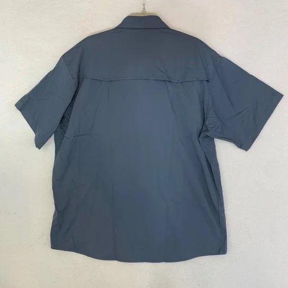 Poncho Shirt Mens XL Blue Grey NEW Fishing Magnetic Pockets Short Sleeve Vented - Picture 4 of 8